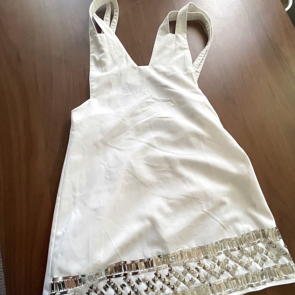 White mini overall dress